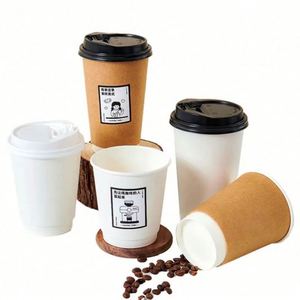 Vasos de Papel Desechables de Doble Pared para Café, Ecológicos, de Grado Alimenticio, de 8oz, 12oz, 16oz y 10oz, Personalizables, con Tapas para Bebidas Calientes, Venta al Por Mayor - Product Image 2