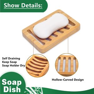 Shampoo <b>Bar</b> Holder for <b>Shower</b> Wood Soap Dishes Wooden Soap Saver Tray Stand Travel Container Case Bamboo Soap Dish - Product Image 4