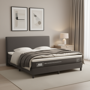 โครงเตียงคิงไซส์หุ้มผ้ากำมะหยี่ รุ่นโมเดิร์น ของอาลีบาบา ทำจากไม้เอ็นจิเนียร์ สีเทาเข้ม - Product Image 2