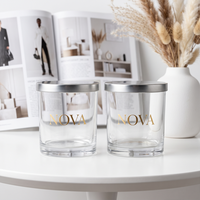 Vases à bougies de luxe personnalisés, pots en verre uniques, pots à bougies vides de 8 oz et 10 oz avec couvercles et boîtes personnalisées, pots à bougies en verre