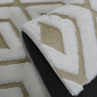 Tapis en fausse fourrure de lapin à effet géométrique personnalisé, antidérapant, bicolore, pour la maison, design de créateur