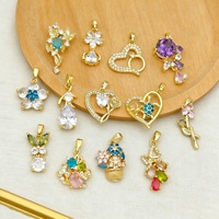 Pendentif transfrontalier, design floral estival frais, accessoires de bijoux DIY, fleur colorée simple en fer électroplaqué incrustée de zircon