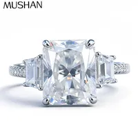 Bague de fiançailles MuShan en argent sterling 925 plaqué or 18 carats avec moissanite VVS, modèle solitaire, breveté MST