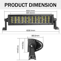 NOVA AUTO Barre lumineuse LED à faisceau combiné étanche de 12 pouces, lumière blanche 12V 96W, quadri-rangées, pour camionnette, UTV, bateau