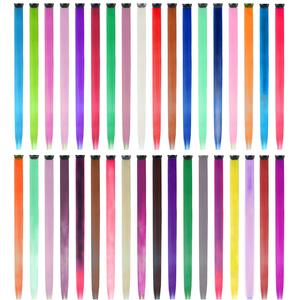 Extensiones <span class=keywords><strong>de</strong></span> cabello sintético con Clip multicolor, postizos rectos para niñas, postizos destacados <span class=keywords><strong>de</strong></span> fiesta para <span class=keywords><strong>Halloween</strong></span> - Product Image 6
