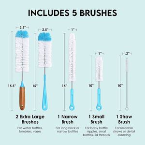 Turbo Microfiber 5 Pack Bottle Cleaning <b>Brush</b> Long <b>Brushes</b> for Baby Bottles Water Bottles Wine Decanters Kitchen Supplies - Product Image 4