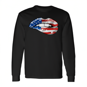 Camiseta de manga larga con diseño de labios de la bandera estadounidense, diseño del Día de la Independencia del 4 de julio - Product Image 2