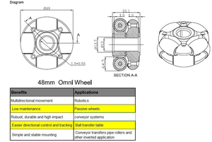14108 Roue omnidirectionnelle de 48 mm compatible Mindstorm NXT avec axe central - Product Image 4