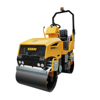 Compacteur routier mini à double tambour vibratoire hydraulique de 3 tonnes avec moteur, pompe et engrenage pour asphalte, à rayon de braquage court