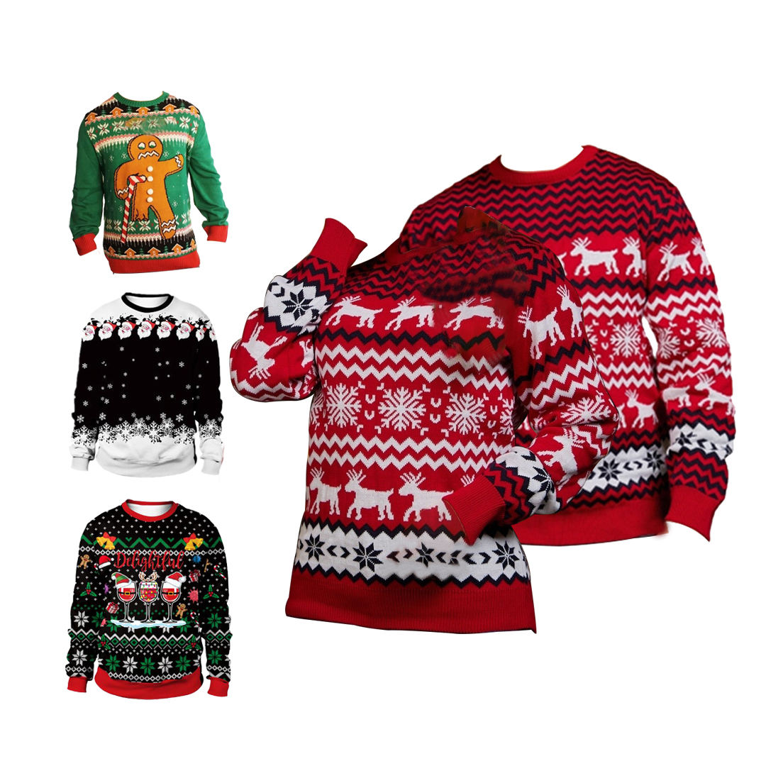 Jumper Knitting Mens Christmas Jumper Red Men's Slim Fit Christmas