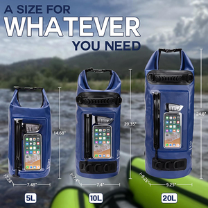Ip68 Khô Túi Ba Lô 10L Không Thấm Nước <span class=keywords><strong>Zip</strong></span> Màn Hình Cảm Ứng Trường Hợp Điện Thoại Giữ Bánh Khô Trọng Lượng Nhẹ Cuộn Hàng Đầu Khô Túi Cho Kayaking - Product Image 6