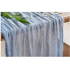 <span class=keywords><strong>Corredor</strong></span> de escritorio óxido naranja decoración del banquete de boda diseño sólido color liso bohemio arruga gasa poliéster - Product Image 5