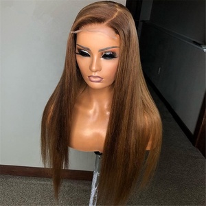 Glueless Castagna di Colore Marrone di Seta Dritto Coda di Cavallo <span class=keywords><strong>Parrucca</strong></span> di Remy Del Virgin Dei Capelli Umani di 360 <span class=keywords><strong>Parrucca</strong></span> Del Merletto - Product Image 1