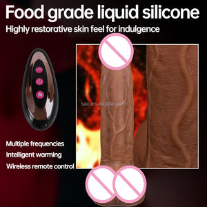 SacKnove telecomando elettrico telescopico vibrante di calore in Silicone flessibile realistico pene App giocattolo sessuale femminile spinta Dildo vibratore - Product Image 3