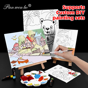 Panwenbo người mới bắt đầu trẻ em động vật Pre in <span class=keywords><strong>Canvas</strong></span> Panels số lượng lớn SIP và sơn Kit DIY sơn Pre drawn <span class=keywords><strong>Canvas</strong></span> Kit cho bức tranh - Product Image 6