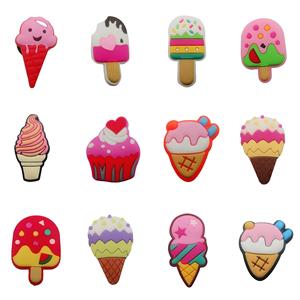 Boucles décoratives en PVC pour chaussures à trous, thème crème glacée, motifs bâtonnets glacés et dessins animés, accessoires pour sabots et pantoufles, vente en gros - Product Image 5