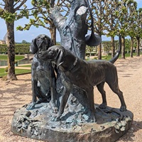 Estatua Personalizada TREVI Grandeur Nature Chien en Bronce |   Estatua Realista de Pareja de Perros para Decoración de Jardín, Chateaux y Villas