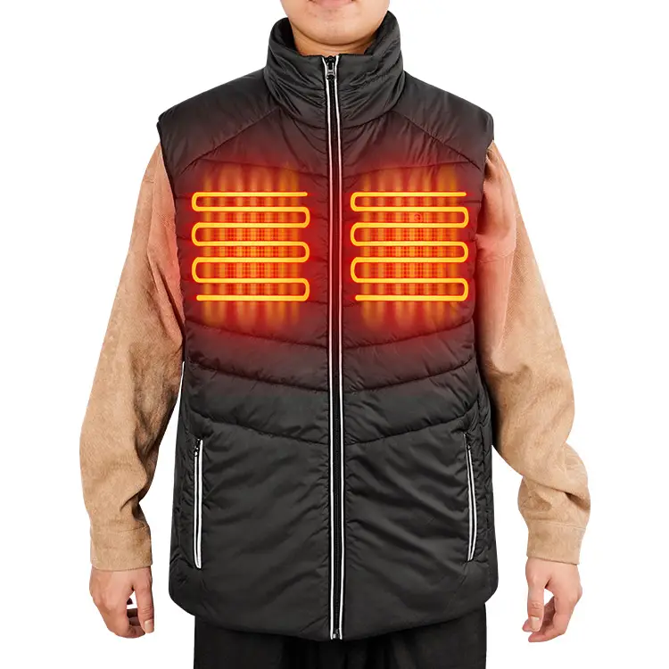 Gilet chauffant XL pour homme en coton léger électrique avec fermeture à glissière Capuche chauffante rétractable Imperméable pour l'extérieur et l'hiver