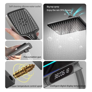 HLK Elegant Black Concealed Watermark <strong>Shower</strong> Faucet Set Temperature Adjustable Wall Bathtub <strong>Control</strong> with Ceramic Valve Core - Product Image 3