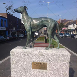 Levensechte Huisdecoratie Moderne Metalen Kunst Sculptuur Dieren Levensgrote Hond Bronzen Windhond Standbeeld