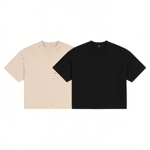 T-<span class=keywords><strong>shirt</strong></span> da uomo personalizzabile, pesante, stile streetwear, tinta unita, vintage, lavata, vestibilità ampia, taglio corto, oversize, effetto distressed - Product Image 3