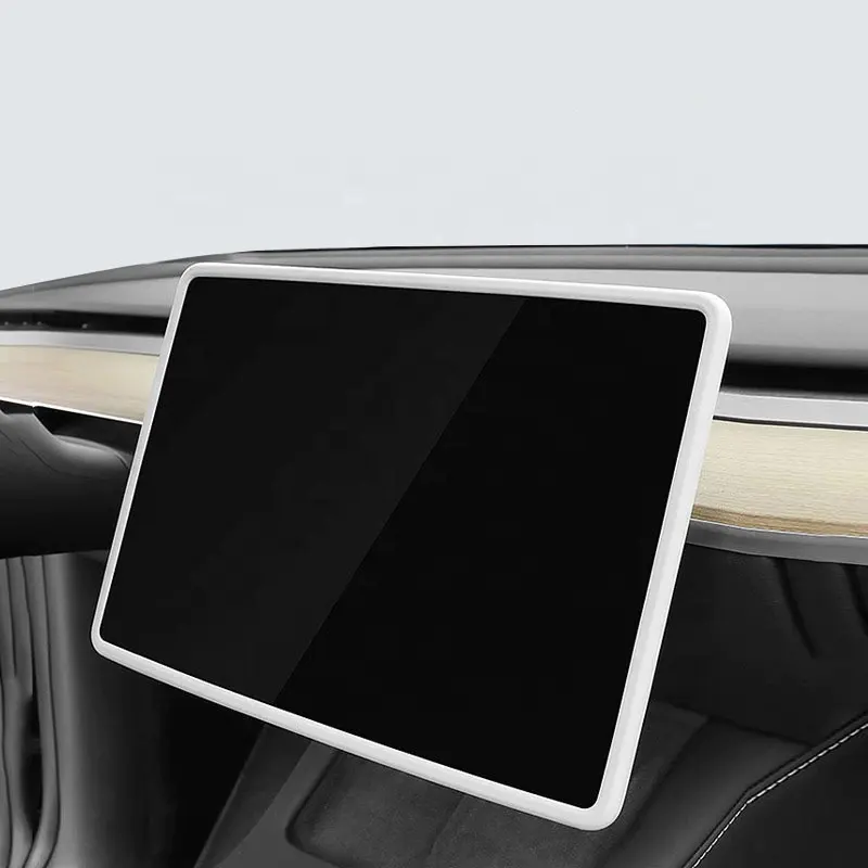 Funda protectora de pantalla de silicona para coche Gps de navegación para Tesla modelo Y cubierta de marco de pantalla
