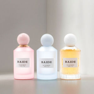 Custom Color Yellow Matte Striped Glass <b>Perfume</b> <b>Bottle</b> 30ml 50ml 100ml Premium Empty <b>Perfume</b> <b>Spray</b> <b>Bottle</b> with Ball Shape Cap - Product Image 2