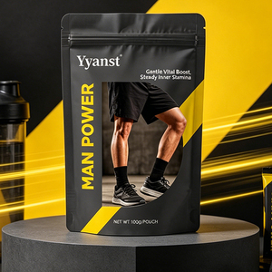 OEM ODM <b>Man</b> Power Vital Powder Gentle Vital Boost Steady Inner Stamina 100g Grey Yellow Window Stand <b>Pouch</b> - Product Image 6