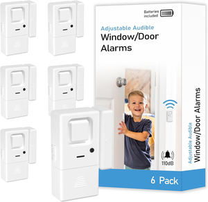Alarme de porte de fenêtre de sécurité personnelle Lot de 6 <span class=keywords><strong>Protection</strong></span> DIY Portable Volume réglable Alerte antivol Carillon Sécurité à domicile pour la <span class=keywords><strong>maison</strong></span> - Product Image 1