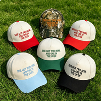 Casquette de baseball personnalisée à 5 panneaux avec broderie de texte amusant, unisexe, réglable, visière incurvée, en tissu polyester/coton, motif uni, vente en gros