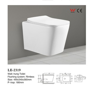 WC mural Ouni 2301 en forme d'œuf, économie d'eau, silencieux, anti-odeurs - Product Image 3