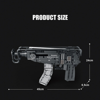 Reobrix 77029 MOC Pistolet Scorpion à Tir Automatique Modèle Fusil Mitrailleur Arme Militaire Seconde Guerre Mondiale Briques de Construction DIY Jouets Ensembles