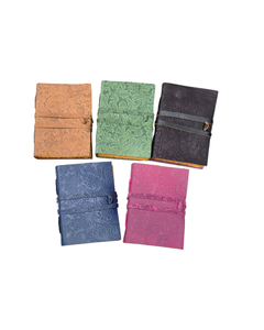 Handmade Brown Garden Floral Embossed Leather Cover with Strap Paper Travel <b>Notepad</b> Promotional Notebook Gift for Men and Women - Product Image 6