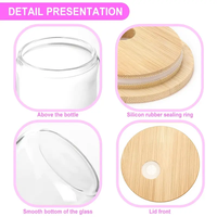 Entrepôt USA – Nouveauté : Bouteilles et verres en verre borosilicate transparent givré de 16 oz et 20 oz pour sublimation, avec couvercle en bambou et pailles