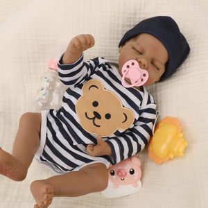 Poupée reborn réaliste de 18 pouces, vêtements rayés, simulation de bébé en vinyle, cadeau d'anniversaire, vente en gros - Product Image 3