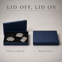 Boîte d'emballage rigide personnalisée pour broches, avec couvercle et base, intérieur floqué en velours, pour bijoux et emballages de souvenirs de marque