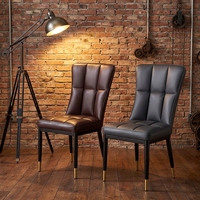 Chaise de salle à manger en cuir PU de qualité commerciale, dossier capitonné vertical, pieds en métal, pour salles à manger domestiques - Vente en gros fabricant