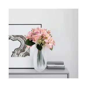庭の装飾屋内装飾人工植物偽のアジサイ白ピンクブルーの花