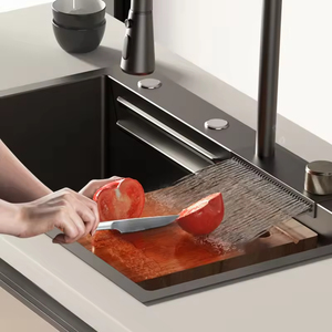 Oem sang trọng nhà bếp Fly mưa Thác kéo ra khỏi tap mật ong Lược màu đen với xà phòng Dispenser bồn rửa nhà bếp cho căn hộ - Product Image 1