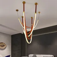 Luminaires suspendus LED de style nordique avec ceinture en fourrure, corps noir/orange, installation par câble, pour salon, salle à manger, chambre, lustre de plafond, maison