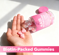 Gummies à la biotine naturelle - Soutien à la croissance et au volume des cheveux, éclat de la peau et renforcement des racines - Complément alimentaire beauté