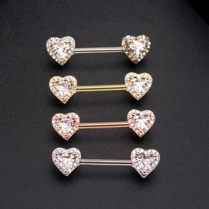 À la mode mamelon <span class=keywords><strong>Piercing</strong></span> cristal coeur mamelon Brbell anneau en acier inoxydable bijoux mode <span class=keywords><strong>Piercing</strong></span> pour femmes hommes - Product Image 5