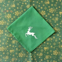 Serviettes de table modernes imprimées de cerfs de Noël, flocons de neige et arbres, décoration de table festive, tissu polyester