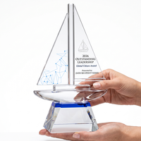 Trophée Voilier en Cristal K9 Haut de Gamme, Grande Surface de Gravure, Nouveau Design, Cérémonie Annuelle, Récompense pour la Reconnaissance des Employés - Vente Chaude