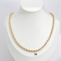 Collier en or 14 carats CM Jewelry en gros, chaîne de corde unisexe classique hip-hop, chaîne épaisse, plusieurs tailles