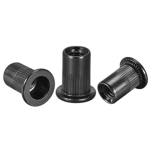 Rivets aveugles à tête plate en acier au carbone/acier inoxydable 304 avec placage zinc noir, écrous à insertion métriques moletés M3-M12 - Product Image 5