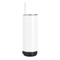 Cangkir termos Speaker kosong sublimasi lurus Bluetooth 20oz, pemutar musik nirkabel pintar, mug Tumbler Kemah baja tahan karat