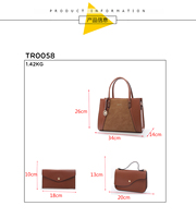 Tas Selempang Wanita Warna Kontras Terbaru, Set 3in1 Dompet & Tas Jinjing Kulit PU, Trendi untuk Kerja & Kantor, Tas Tangan Grosir
