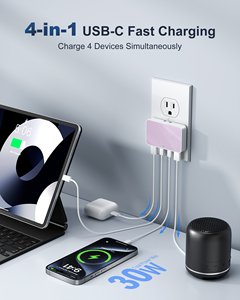 Chargeur mural USB 4 ports PD 20W à charge rapide avec câbles rétractables universel pour la maison et le bureau - Product Image 4