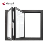 Fenêtre coulissante à double battant à valeur U de 1,87, écoénergétique, avec cadre en aluminium noir moderne, pour cuisine |   Aluguard